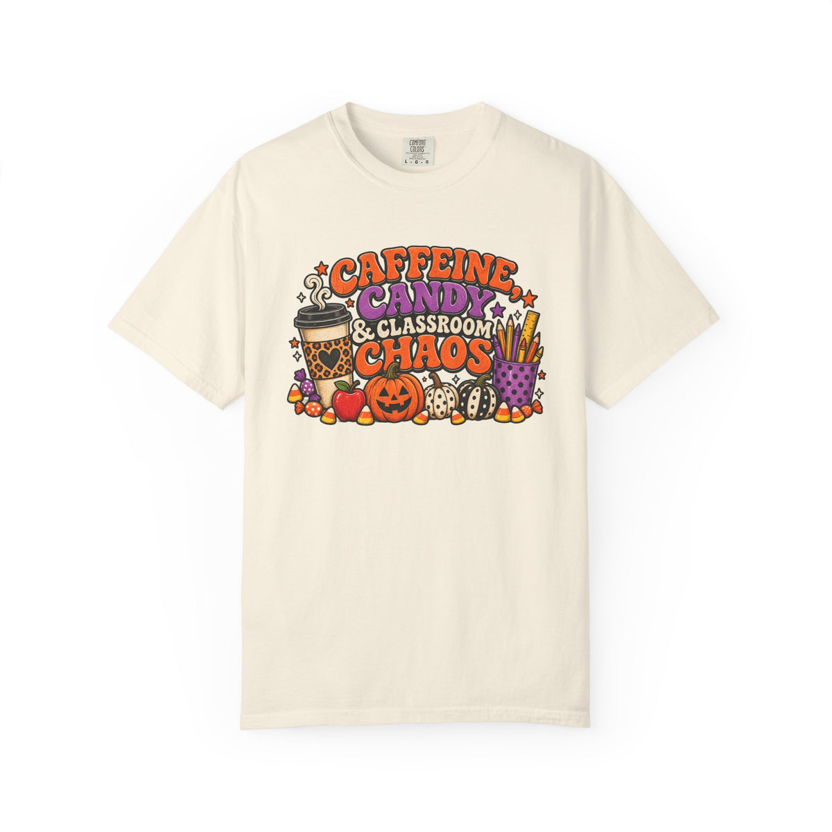 Caffeine, Candy & Classroom Chaos Tee | Halloween Teacher Shirt