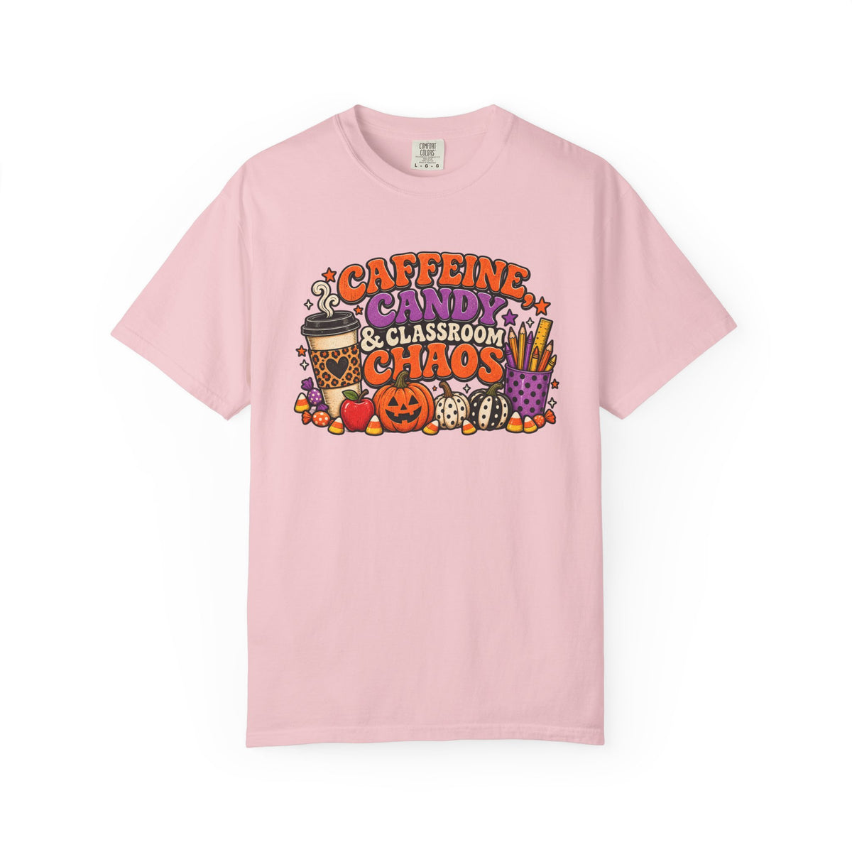 Caffeine, Candy & Classroom Chaos Tee | Halloween Teacher Shirt