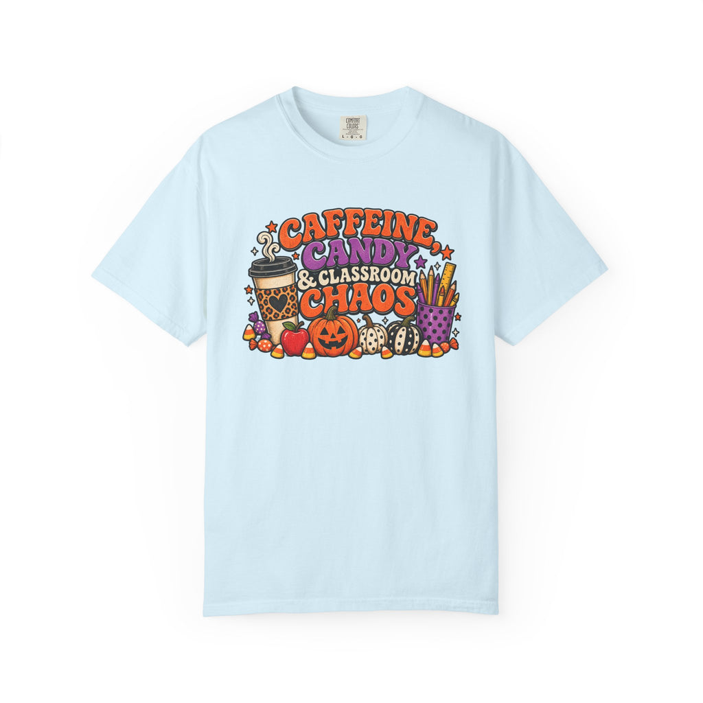 Caffeine, Candy & Classroom Chaos Tee | Halloween Teacher Shirt