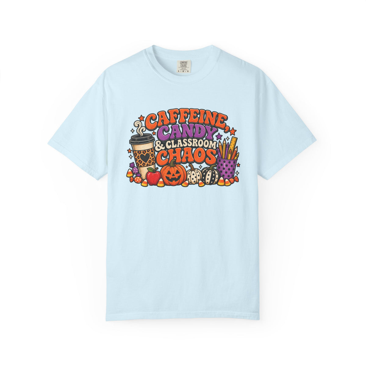 Caffeine, Candy & Classroom Chaos Tee | Halloween Teacher Shirt
