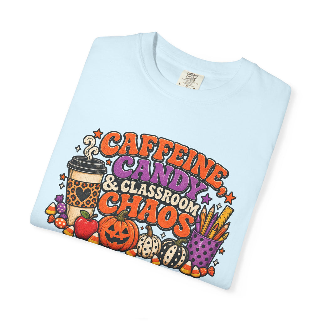 Caffeine, Candy & Classroom Chaos Tee | Halloween Teacher Shirt