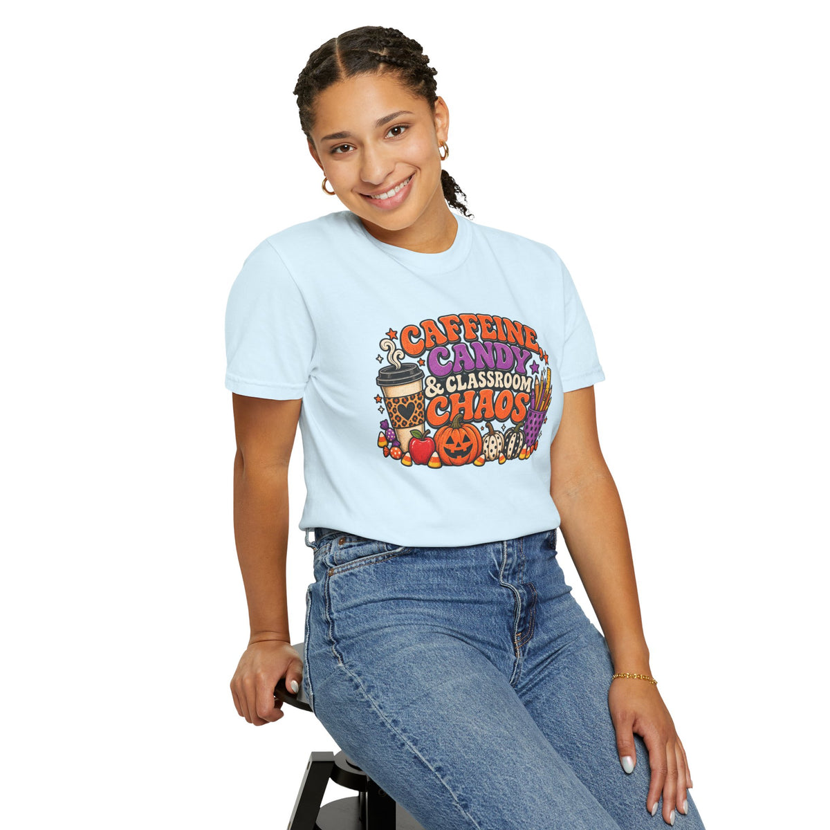 Caffeine, Candy & Classroom Chaos Tee | Halloween Teacher Shirt