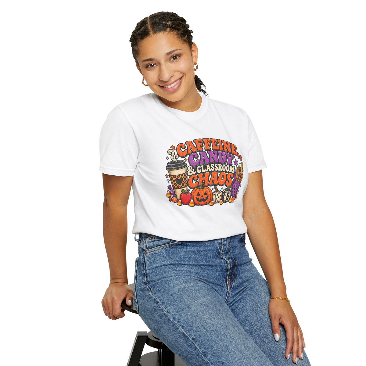 Caffeine, Candy & Classroom Chaos Tee | Halloween Teacher Shirt