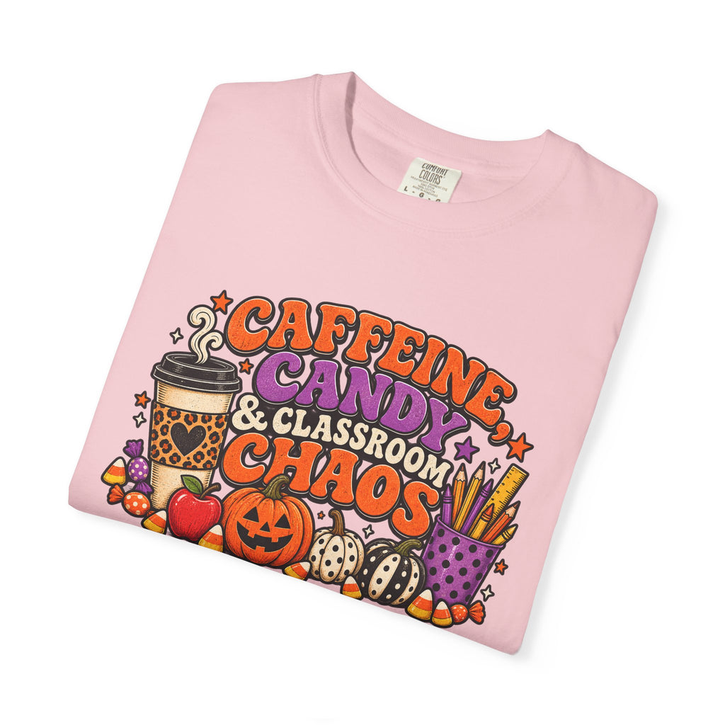 Caffeine, Candy & Classroom Chaos Tee | Halloween Teacher Shirt