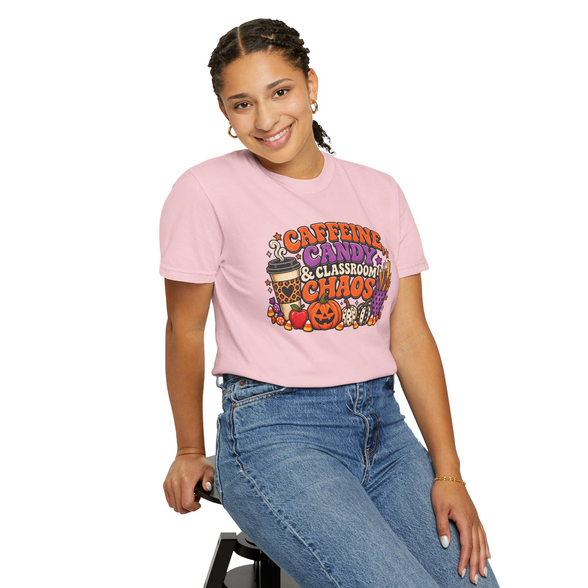 Caffeine, Candy & Classroom Chaos Tee | Halloween Teacher Shirt